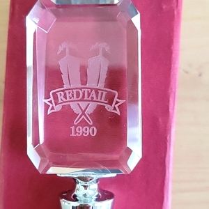 Red Tail Winery Glass and Silver Bottle Stopper